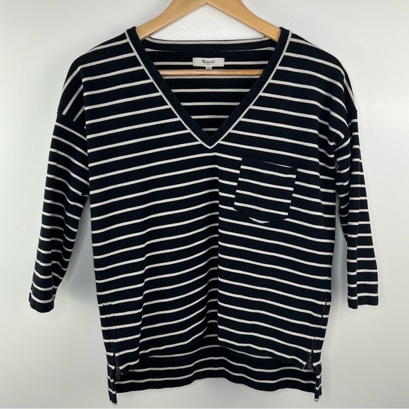 MADEWELL Striped Drop Shoulder VNeck Blouse - Picture 2 of 7